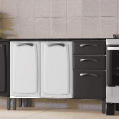 Balcão 120Cm 3 Portas E 2 Gavetas Com Tampo New Premium Itatiaia Branco/Grafite