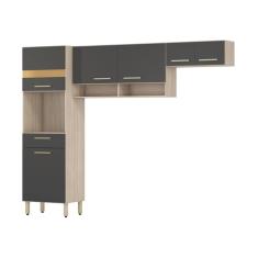 Armário De Cozinha Compacta Com Paneleiro e Aéreos Cr20236 Avena-grafito