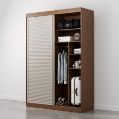 Guarda-roupa Solteiro 2 Portas 1 Porta Ripada Samambaia Cabecasa Freijó-off White