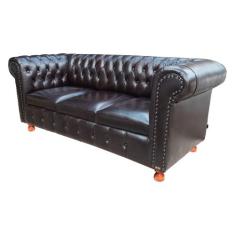 Sofá Chesterfield Capitone Luiz XV Corano Marrom 2,00cm - novo encanto