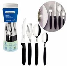 Faqueiro 24 Pçs Lâmina Aço Inox Ipanema Talheres Tramontina, Preto, 24