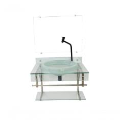 Gabinete Para Banheiro 60cm Inox Com Cuba Chapeu Incolor