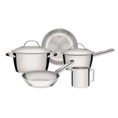 Jogo de Panelas Tramontina Inox Fundo Triplo 5 Peças Allegra