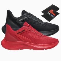 Kit 2 Tênis Masculino Esporte Academia Corrida Cadarço Treino Dia a Dia + Carteira-Masculino