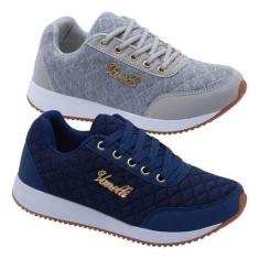 Tênis Feminino Casual Combo - Dix, 37, Marinho, Cinza