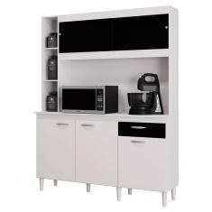 Cozinha Kit Duda 140 cm Branco Preto - Poquema