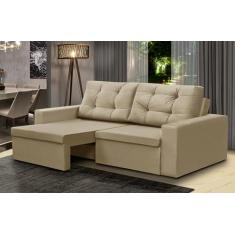 Sofá Retrátil 2 Lugares 1,80m Liz Suede Bege Adonai Estofados