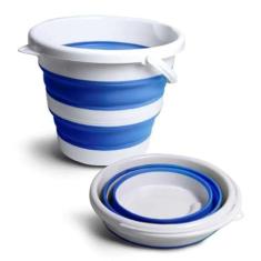 Balde retratil 10L branco c/azul NOBRE