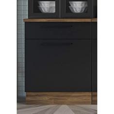 Balcão de Cozinha com Tampo 1 Porta 1 Gaveta 65cm Exclusive Itatiaia Grafite/preto Matt