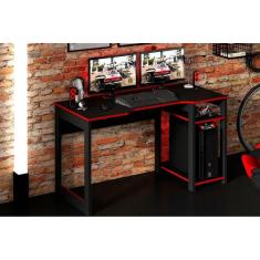 Mesa Computador Gamer ME4152 Preto/Vermelho - Tecno Mobili