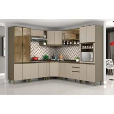 Cozinha Completa Connect 14 Peças (4 Armários + 4 Balcões + 2 Paneleiros + 4 Complementos) C14P06 Duna/Cristal - Henn