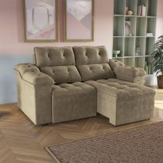 Sofá Sierra 230cm Com Molas Ensacadas Reclinável Kappesberg Bege