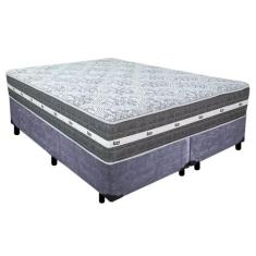 Cama Box Casal Bipartido Suede + Colchão Anjos Black Graphite Molas En