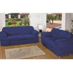Capa De Sofa 2 E 3 Lugares 21 Elastico - Lu Enxovais, Azul