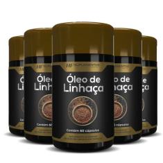 5x óleo de linhaça 1450mg 60caps premium hf suplements - HF SUPLEMENTO