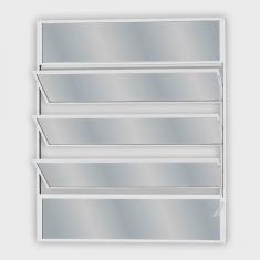 Janela de Alumínio Basculante 40x100cm com 3 Basculas e Vidro Mini Boreal Soft mgm Branco