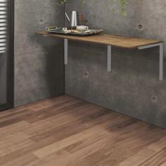 Mesa Suspensa de Estudos Parede 120cm Escritório Suporte Prata mdf Demolição - Ahazzo Móveis