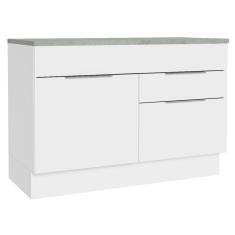 Balcão Gabinete de Pia 120 cm 1 Portas e 2 Gavetas (Com Tampo) Branco Stella Madesa