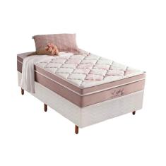 Cama Box Solteiro: Colchão Molas Anjos Superlastic Eiffel + Base Courano White(88X188)