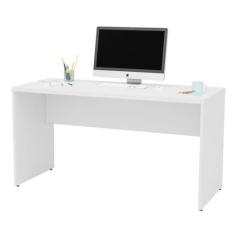 Mesa De Escritório Escrivaninha 1.60x60 Tampo 30mm Netmobil, Branco