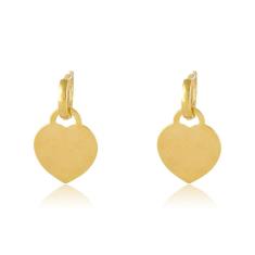 Brinco Argolinha Com Chapa De Coração Folheado