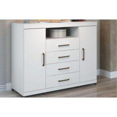 Cômoda de Quarto Master c/ 2 Portas 1 Nicho e 4 Gavetas Branco - Santo