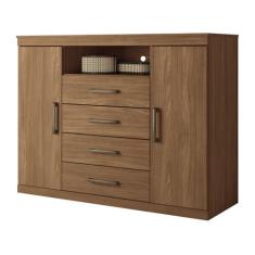 Cômoda de Quarto Master c/ 2 Portas 1 Nicho e 4 Gavetas Jatoba - Santo