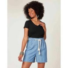 Blusa Baby Look Feminina Gola V Cotton Malwee Ref. 04502-Feminino