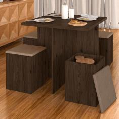 Mesa Com 4 Banquetas Berlim Imbuia/capuccino  - Móveis Arapongas