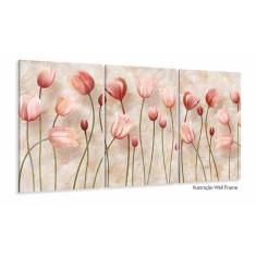 Quadro Flores Tulipas Para Sala Efeito Mármore 120x60 Tecido
