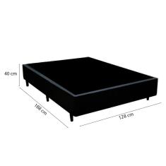 Cama Box Viúva Tecido Sintético Preto com Colchão Espuma D33 Tokio Bege - Bello Box - 65x128x188cm