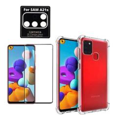 Capinha Antiqueda Reforçada + Película 9D Nano Blindada + Película Câmera Compatível Samsung Galaxy A21s