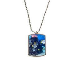 DIYthinker Colar com pingente de corrente de aço inoxidável com imagem da natureza de peixe oceano