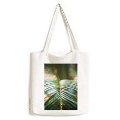 Sacola de lona com imagem de planta verde e bolsa de compras casual