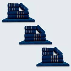 Jogo De Toalhas 18 Pçs Coleção Dubai 100% Algodão Azul