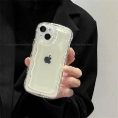 Capa de telefone transparente oval encaracolado onda para iPhone 14 13 12 11 XR X XS Pro SE 6 6s 7 8 Plus mini Max TPU capa traseira de silicone, para iPhone 11 Pro