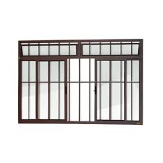 Janela Plus 4 Folhas com Bandeira e Grade Vidro Liso 120cm x 150cm Brimak Corten