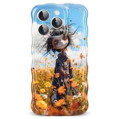 TOKVANZ Capa projetada para iPhone 14 Pro de 6,1 polegadas, pintura a óleo retrô, estampa de flor, linda ondulada, ondulada, capa protetora de TPU macio à prova de choque para meninas e mulheres,