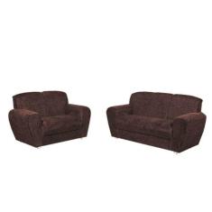 Conjunto de Sofá 5010 com 2 e 3 Lugares Tecido Suede Cor Marrom - Estr