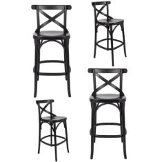 Conjunto 4 Banquetas Madeira Maciça Tauarí Cross X Texas Gamma Móveis