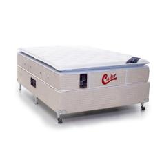 Cama Box + Colchão Castor Casal Super Luxo Vitagel One Face Pocket 138