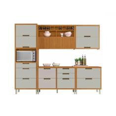 Cozinha Modulada 5 Peças Ripado Nesher Imperatriz Mdf, Freijó com Off 