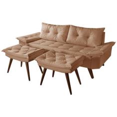 Sofá Bariloche 3 Lugares Duas Banquetas Material Sintético - Essencial