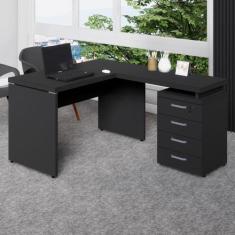 Escrivaninha L 1,20m c/ Gaveteiro 4 Gavetas Pés Painel F5 - F5 Office 