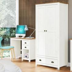 Conjunto Quarto Guarda-Roupa 2 Portas, Escrivaninha 2 Gavetas Topázio 