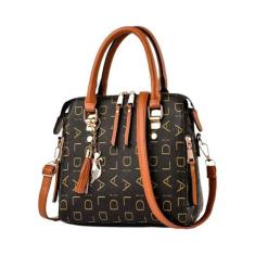 Bolsa Feminina Grande de Couro PU com Borla e Letras - Bolsa de Ombro 