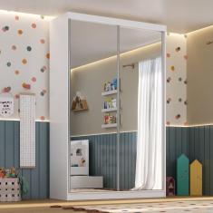 Guarda Roupa Infantil/Juvenil 2 Portas de Espelho 2 Gavetas Branco