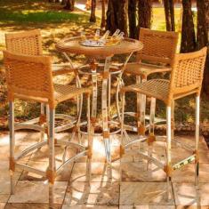 Conjunto de 4 Banquetas Madri e Bistrô com Balde em Alumínio Trama - T