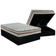 Cama Box Baú Queen: Colchão Molas MasterPocket Ensacadas Anjos Classic + Base crc Suede Black(158x198)