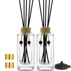 INFTYLE Conjunto De 2 Frascos Difusores Vidro, Junco Transparentes 5 Oz/155 Ml, Decorativos Reutilizáveis Para Perfume Boticário, Presente
